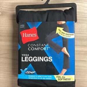 Hanes Constant Comfort Yoga Leggings Large Black 90/10 Poly/Spandex